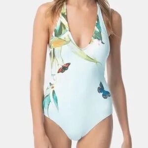 Vince Camuto Women's Standard Halter One Piece Swimsuit with Removable Soft Cups